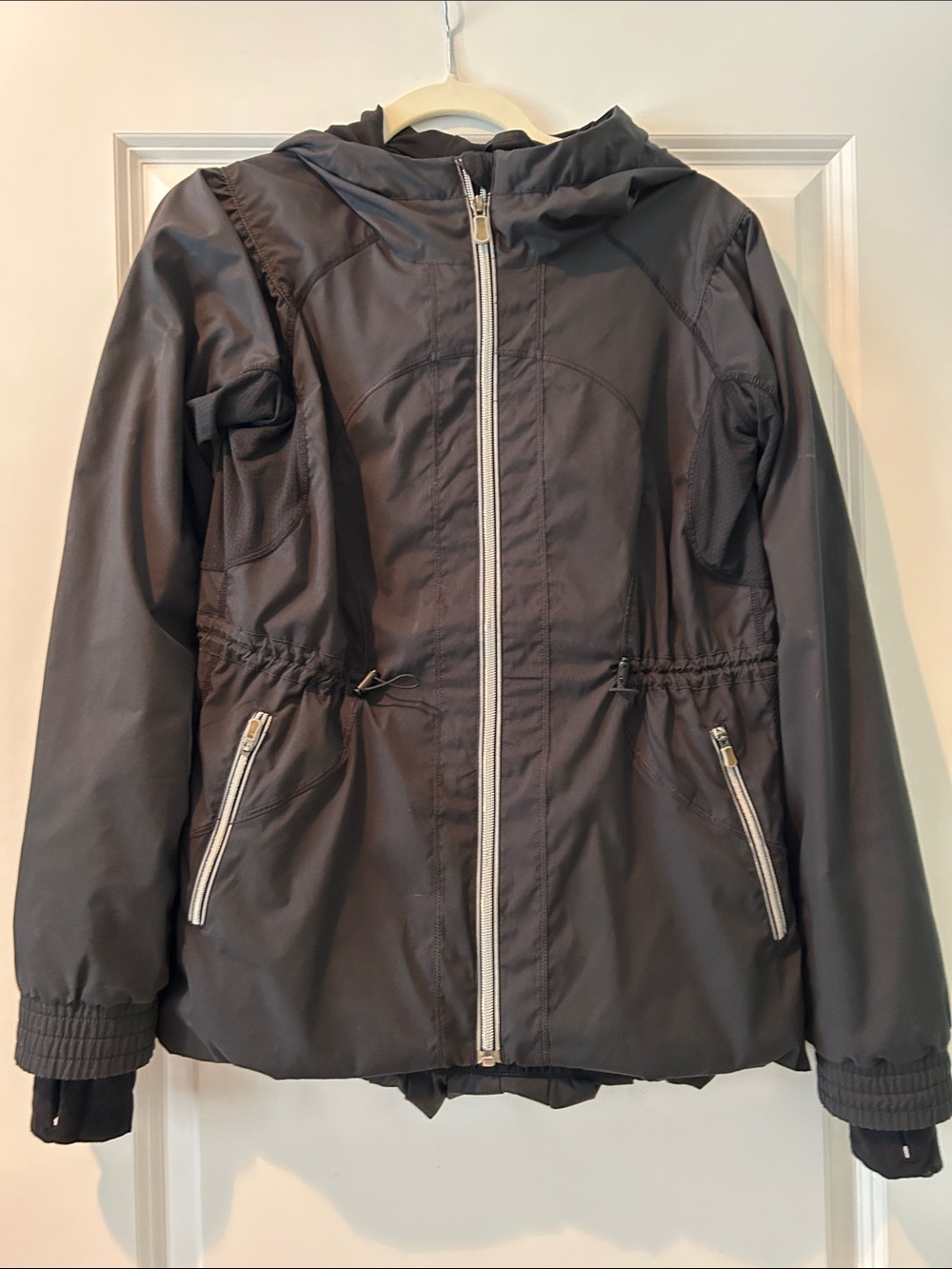 Lululemon Resolution Black Hooded Zip-Up Lightweight Jacket Size 6